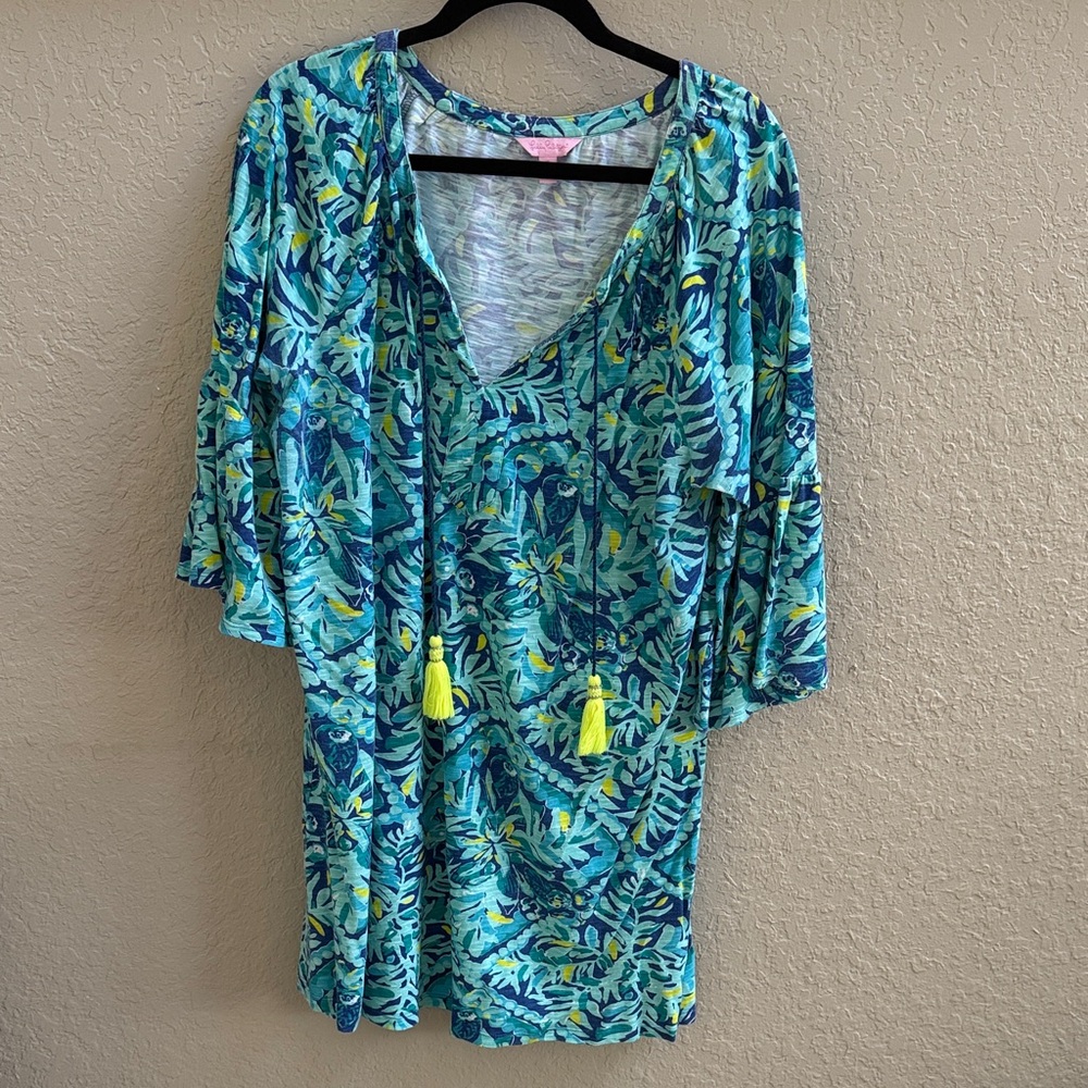 Lilly Pulitzer Teal & Aqua Botanical Tassel Swim Coverup
